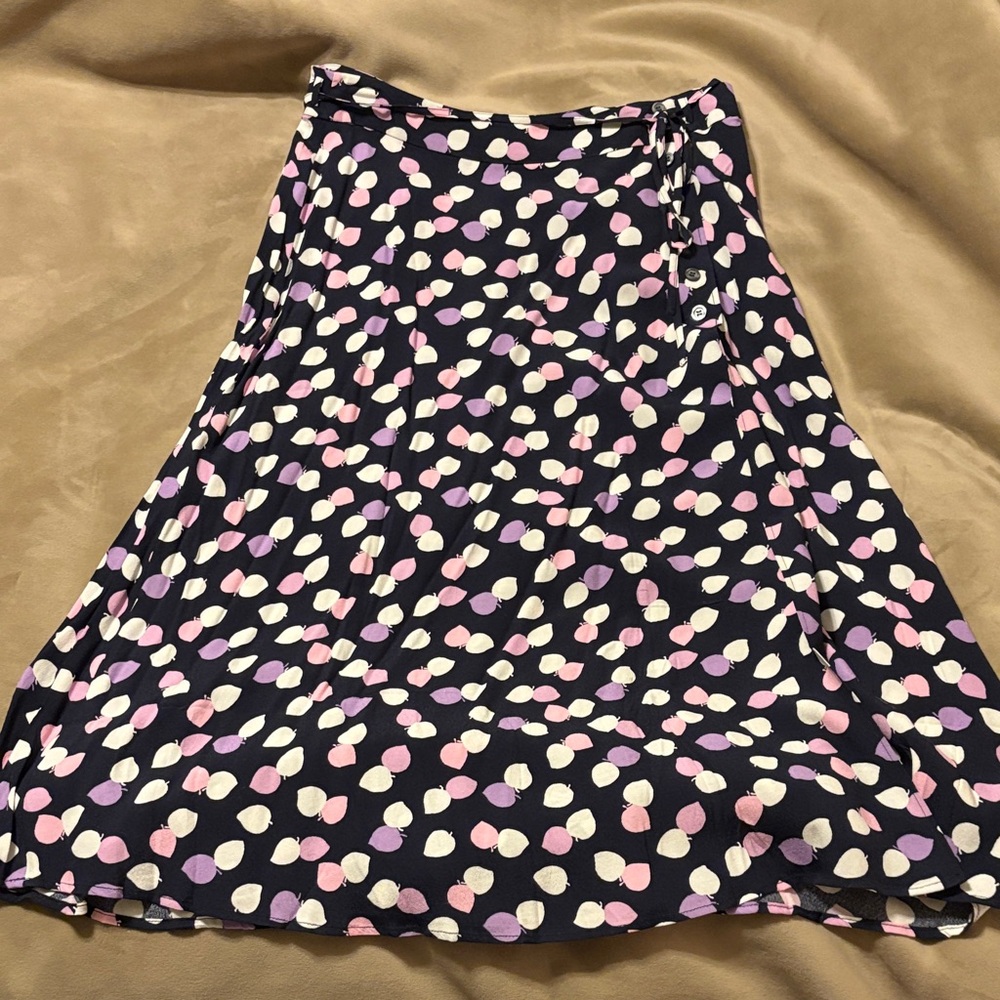 Talbots Black and Pink Polka Dot Midi Skirt